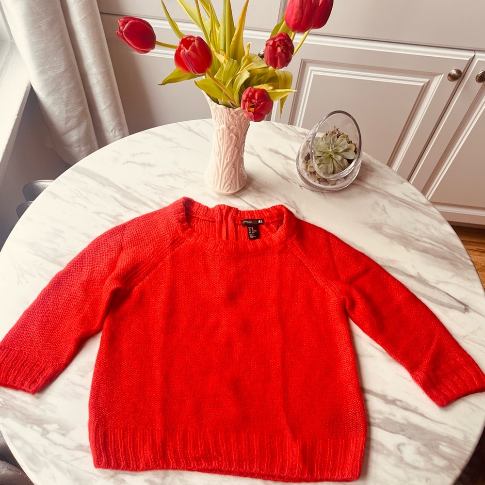 H&M Mohair Blend Coral Red Sweater XS
